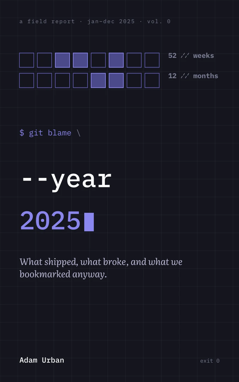 Cover of git blame --year 2025 by Adam Urban